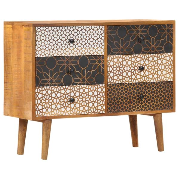 Sideboard mit Druckmuster 90×30×70 cm Massivholz Mango
