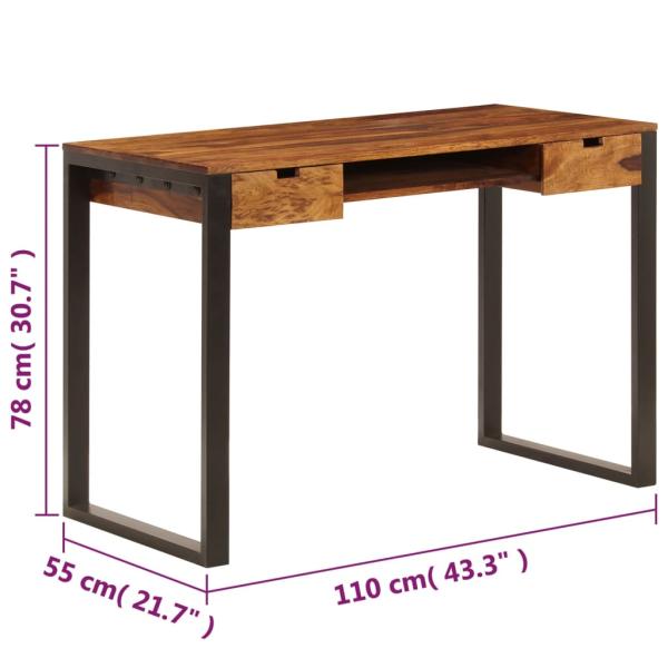 Schreibtisch 110 x 55 x 78 cm Massivholz und Stahl