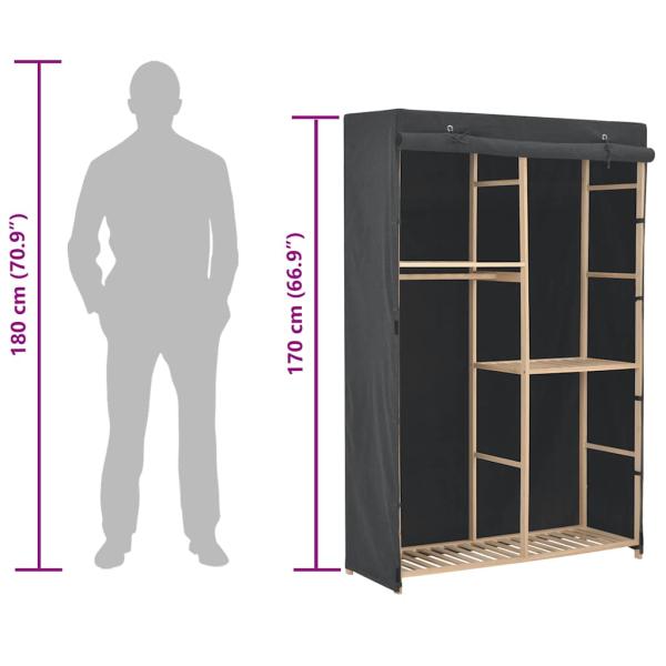 3-stufiger Kleiderschrank Grau 110 x 40 x 170 cm Stoff