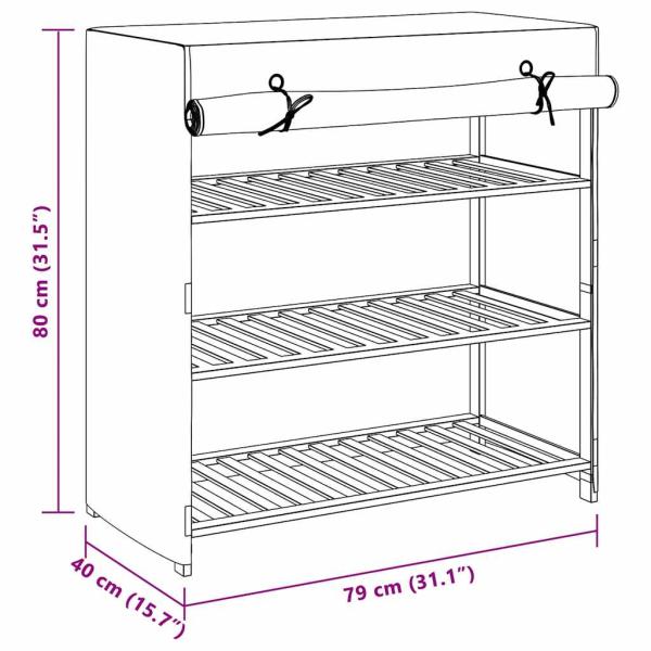 Schuhschrank mit Abdeckung Grau 79 x 40 x 80 cm Stoff