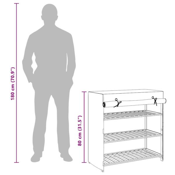 Schuhschrank mit Abdeckung Grau 79 x 40 x 80 cm Stoff