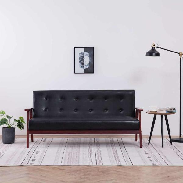 3-Sitzer-Sofa Schwarz Kunstleder