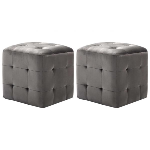 ARDEBO.de - Nachttische 2 Stk. Grau 30x30x30 cm Samtstoff