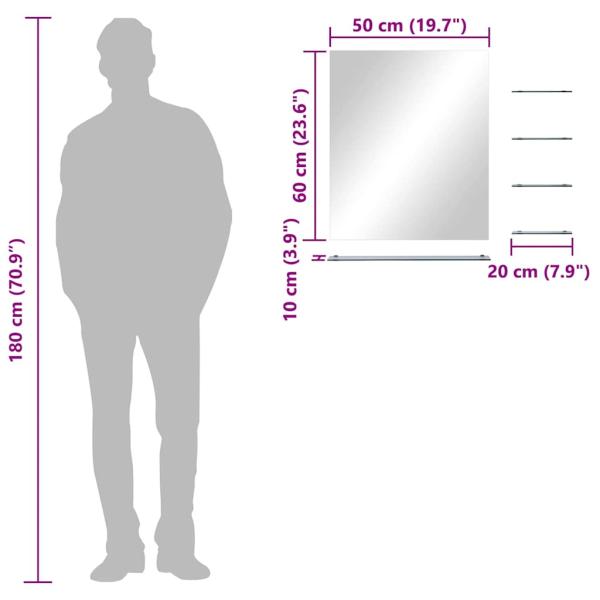 Wandspiegel mit 5 Ablagen Silbern 50×60 cm 