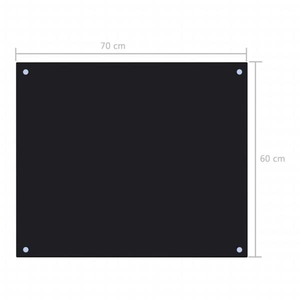 Küchenrückwand Schwarz 70x60 cm Hartglas