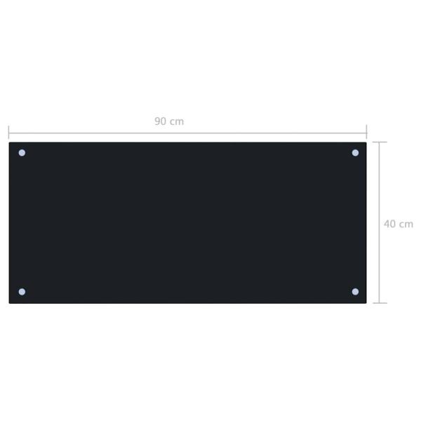 Küchenrückwand Schwarz 90x40 cm Hartglas