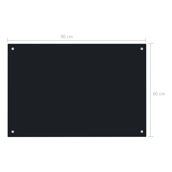 Küchenrückwand Schwarz 90x60 cm Hartglas