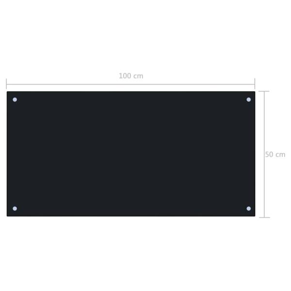  Küchenrückwand Schwarz 100x50 cm Hartglas