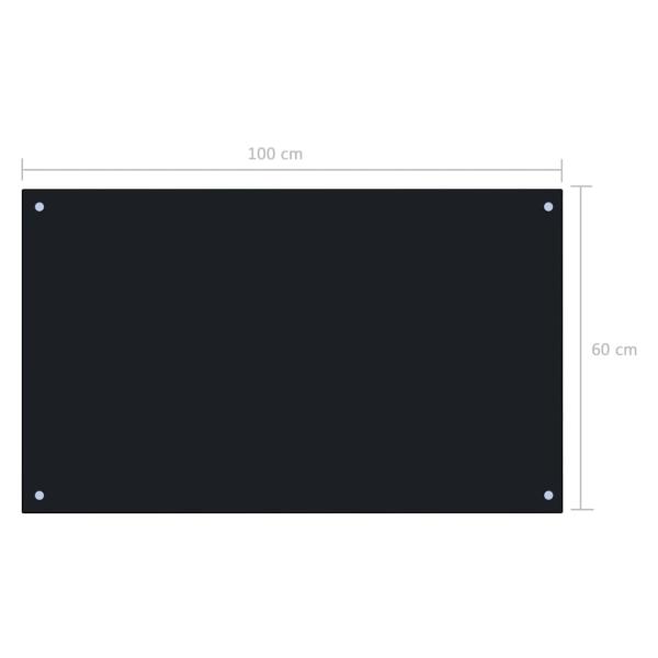  Küchenrückwand Schwarz 100x60 cm Hartglas
