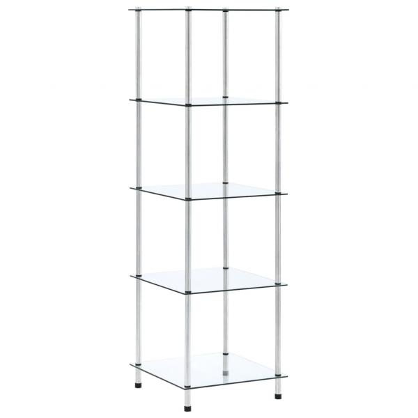 Regal mit 5 Ablagen Transparent 40x40x130 cm Hartglas