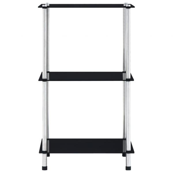Regal mit 3 Ablagen Schwarz 40x40x67 cm Hartglas
