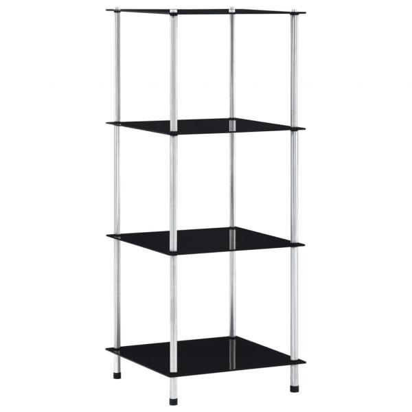 ARDEBO.de - Regal mit 4 Ablagen Schwarz 40x40x100 cm Hartglas