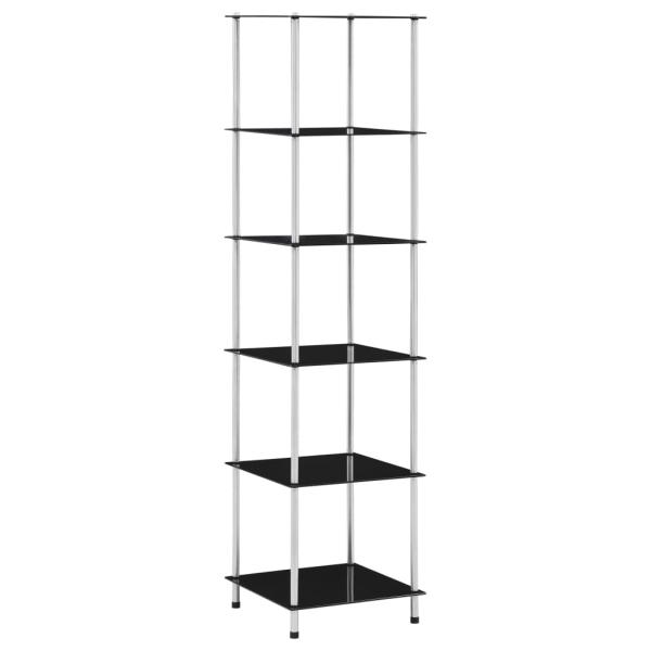 Regal mit 6 Ablagen Schwarz 40x40x160 cm Hartglas