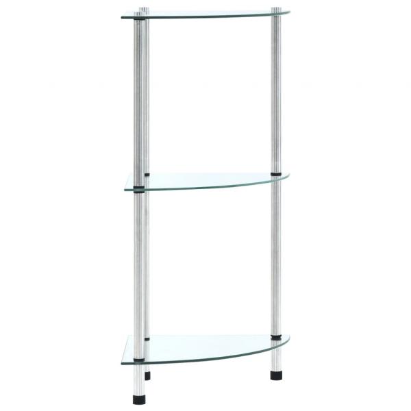 ARDEBO.de - Regal mit 3 Ablagen Transparent 30x30x67 cm Hartglas