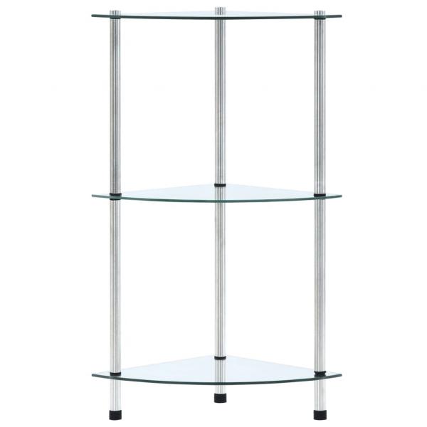 Regal mit 3 Ablagen Transparent 30x30x67 cm Hartglas