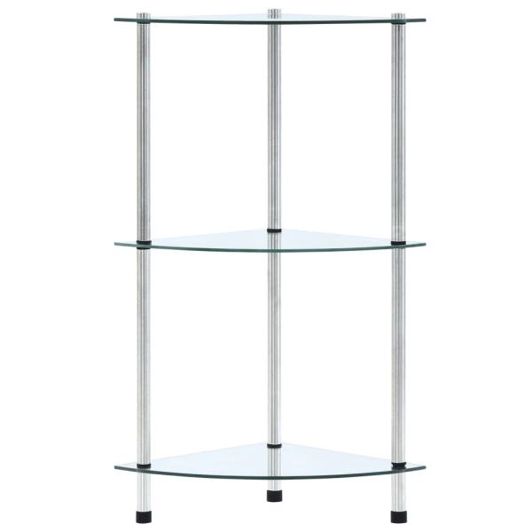 Regal mit 3 Ablagen Transparent 30x30x67 cm Hartglas