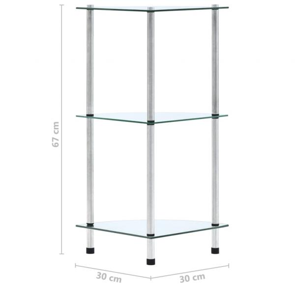Regal mit 3 Ablagen Transparent 30x30x67 cm Hartglas