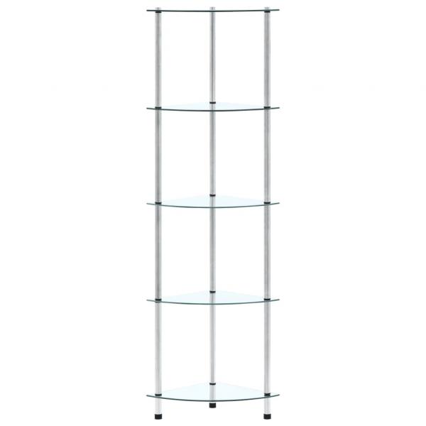Regal mit 5 Ablagen Transparent 30x30x130 cm Hartglas