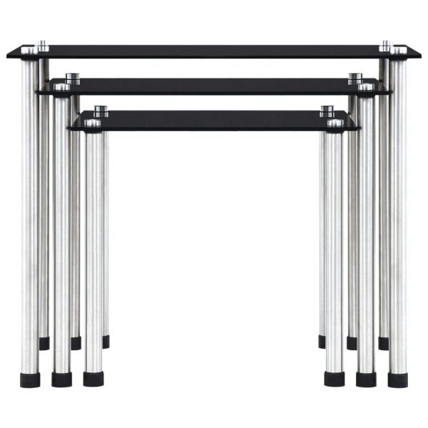 Satztische 3 Stk. Schwarz Hartglas   
