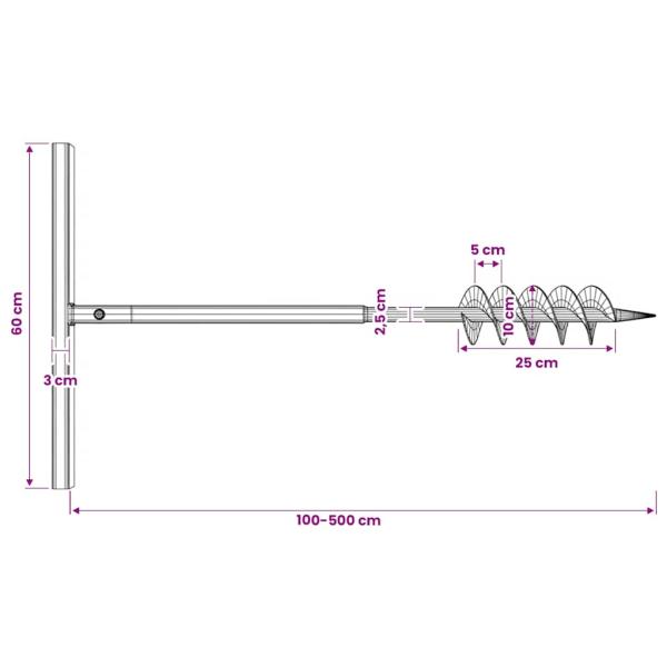 Erdbohrer mit Griff 100 mm Verlängerungsrohr 5 m