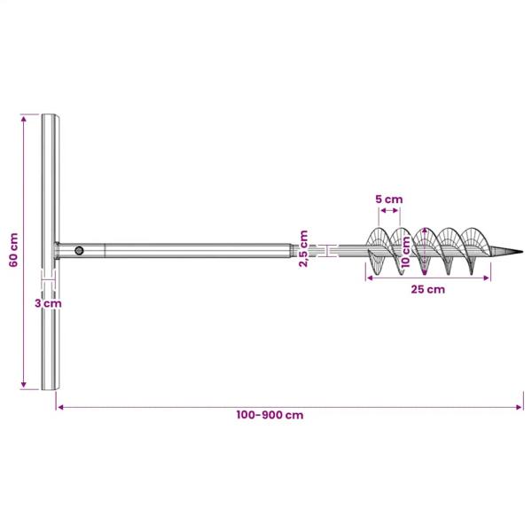 Erdbohrer mit Griff 100 mm Verlängerungsrohr 9 m
