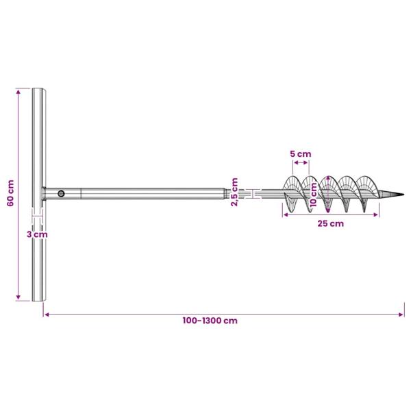 Erdbohrer mit Griff 100 mm Verlängerungsrohr 13 m