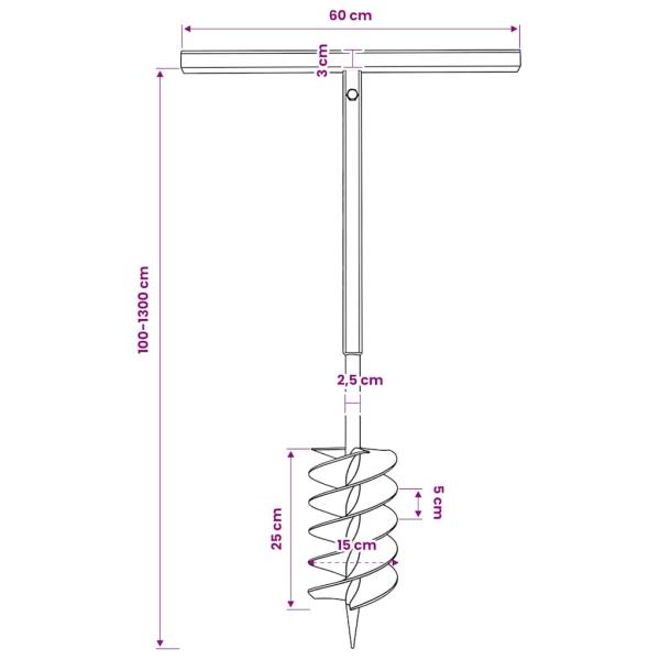 Erdbohrer mit Griff 150 mm Verlängerungsrohr 13 m