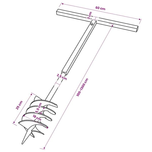 Erdbohrer mit Griff 180 mm Verlängerungsrohr 13 m