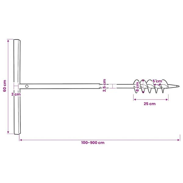 Erdbohrer mit Griff 80 mm Verlängerungsrohr 9 m