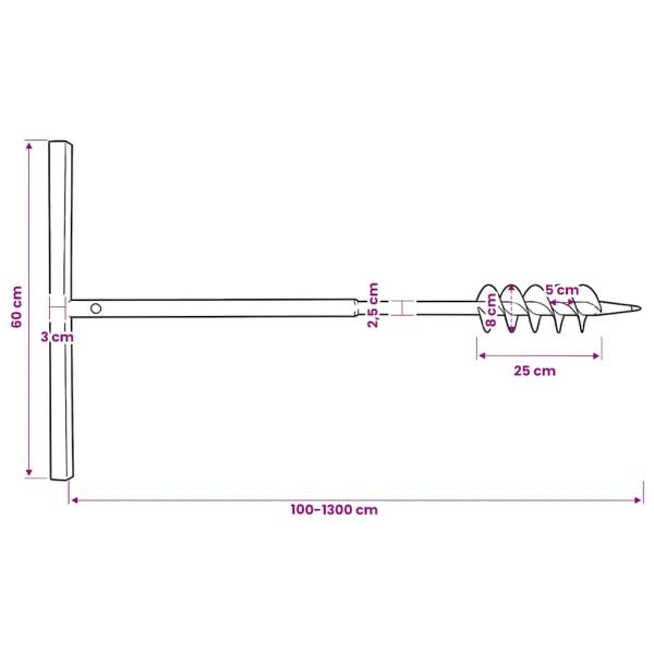 Erdbohrer mit Griff 80 mm Verlängerungsrohr 13 m