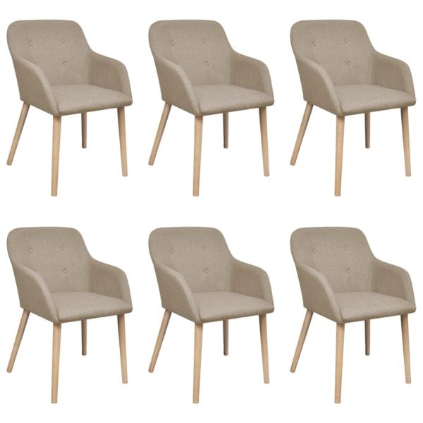 Esszimmerstühle 6 Stk. Beige Stoff und Massivholz Eiche 