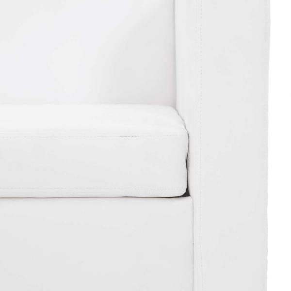 Sofa-Set Kunstleder 3-Sitzer + 2-Sitzer Weiß