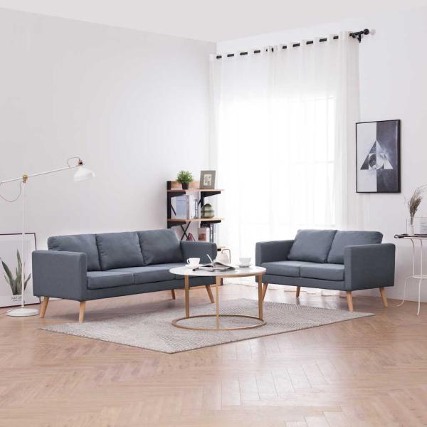ARDEBO.de - Sofa Set 2-Sitzer und 3-Sitzer Stoff Dunkelgrau 