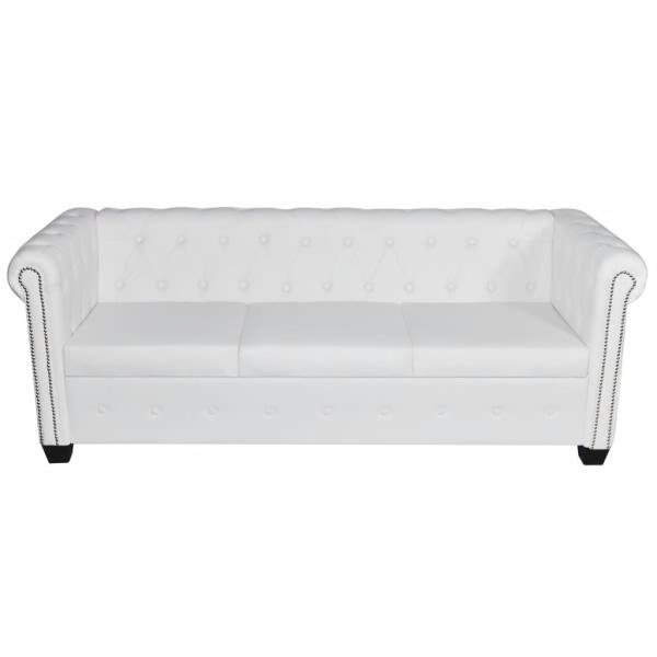   Chesterfield-Sofas 2-Sitzer und 3-Sitzer Kunstleder Weiß 