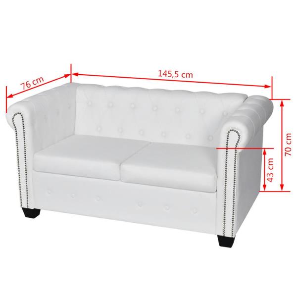   Chesterfield-Sofas 2-Sitzer und 3-Sitzer Kunstleder Weiß 