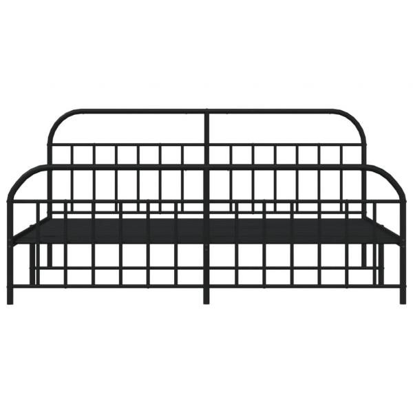 Bettgestell mit Kopf- und Fußteil Metall Schwarz 193x203 cm