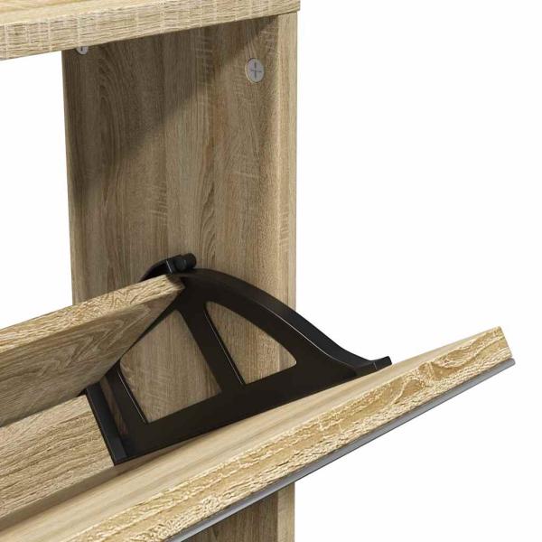 Schuhschrank mit 5 Fächern Spiegel Eiche 63x17x169,5 cm