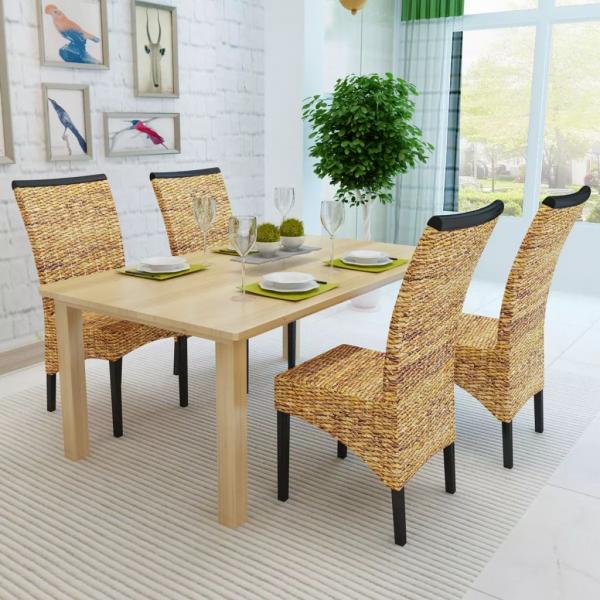 Esszimmerstühle 4 Stk. Abaca und Mango Massivholz 