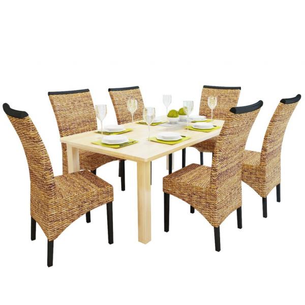 ARDEBO.de - Esszimmerstühle 6 Stk. Abaca und Mango Massivholz 