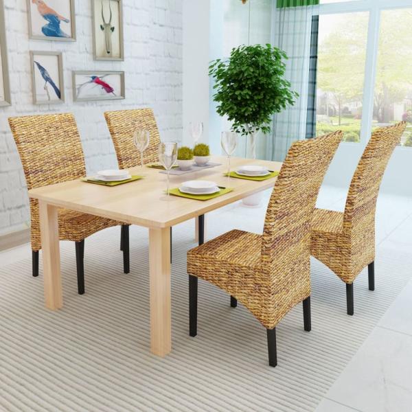 Esszimmerstühle 4 Stk. Abaca und Mango Massivholz