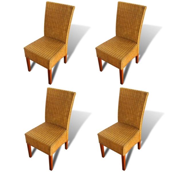 ARDEBO.de - Esszimmerstühle 4 Stk. Braun Natur Rattan
