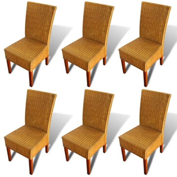 ARDEBO.de - Esszimmerstühle 6 Stk. Natur Rattan Braun 