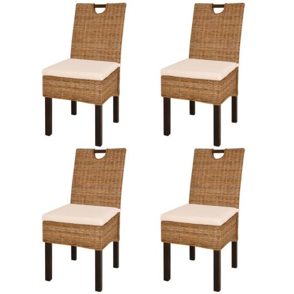 ARDEBO.de - Esszimmerstühle 4 Stk. Kubu-Rattan Mangoholz 