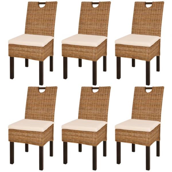 ARDEBO.de - Esszimmerstühle 6 Stk. Kubu-Rattan Mangoholz 