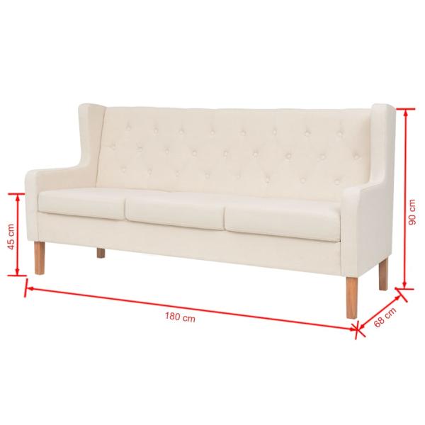 3-tlg. Sofa-Set Stoff Cremeweiß
