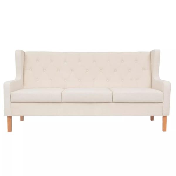 3-tlg. Sofa-Set Stoff Cremeweiß