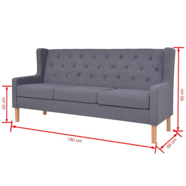 3-tlg. Sofa-Set Stoff Grau