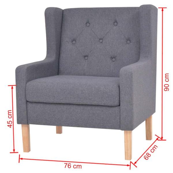 3-tlg. Sofa-Set Stoff Grau