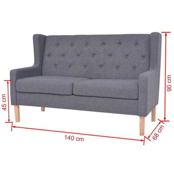 3-tlg. Sofa-Set Stoff Grau