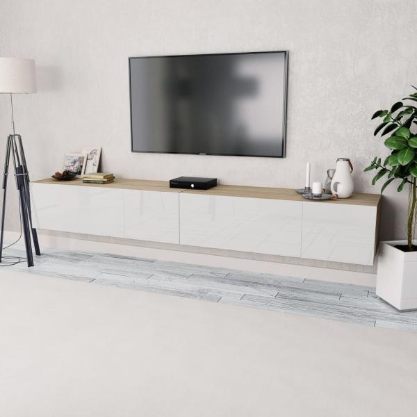 ARDEBO.de - TV-Schränke 2 Stk. 120x40x34cm Hochglanz-Weiß Eiche